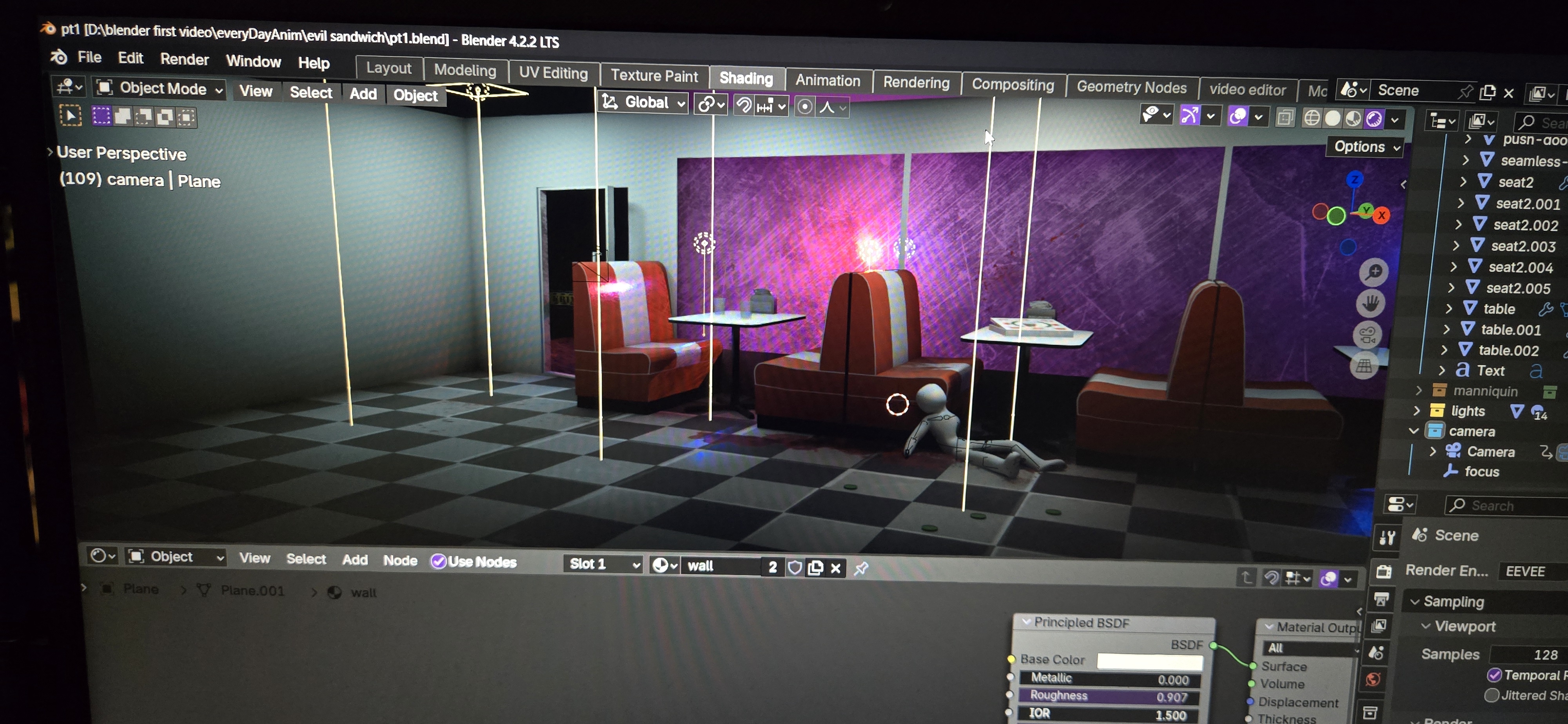 old pizzaria with cool lighting