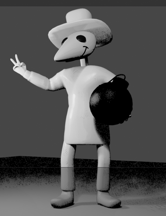 spy vs. spy model. Custom cross-hatching shader and fully modeled + rigged in under a day.